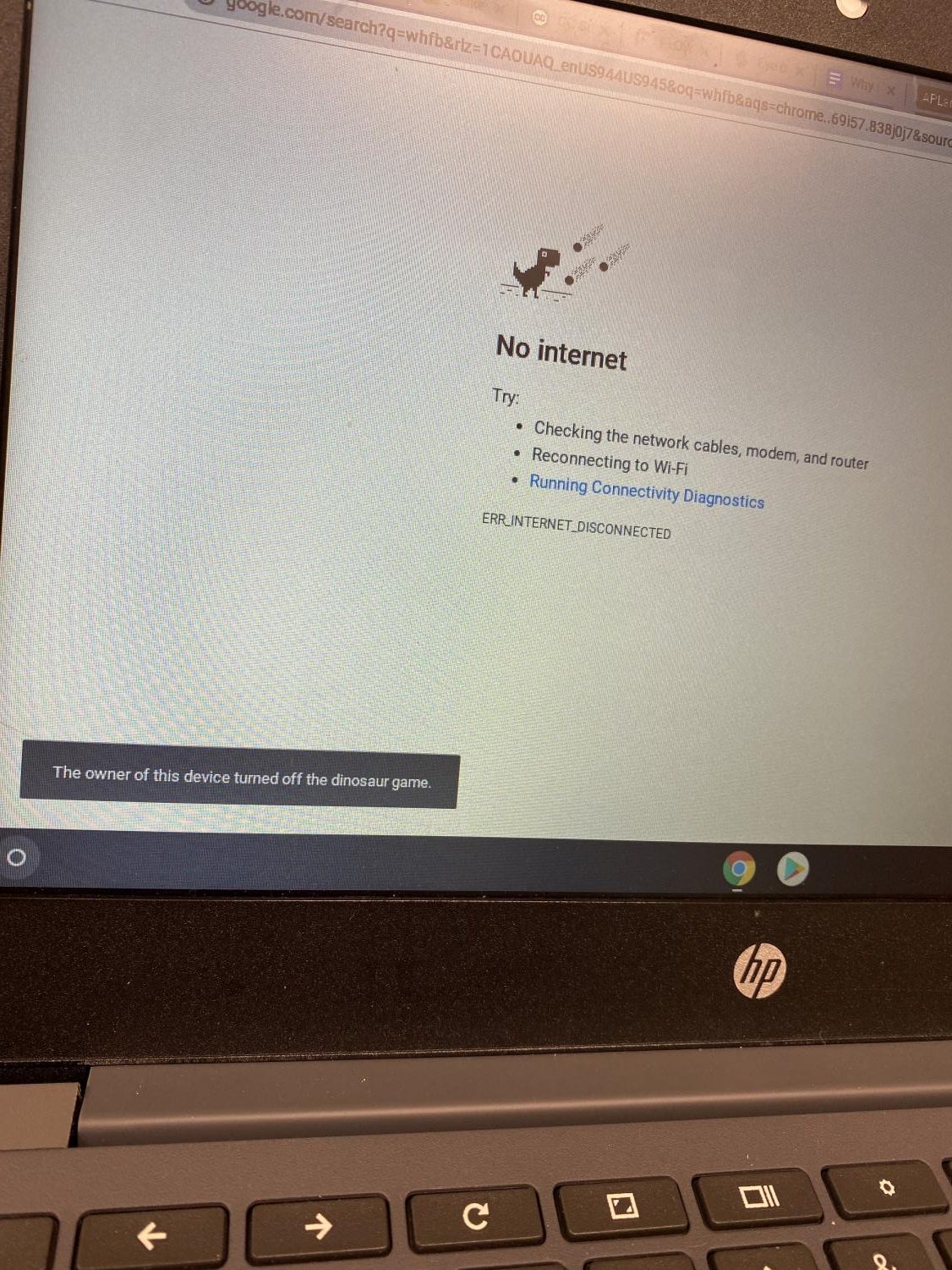 How to disable Dinosaur game in Chrome when device is offline