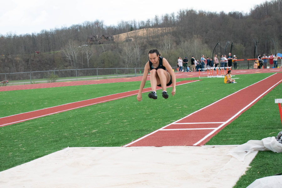 Elizabeth on her first try at long jump.
