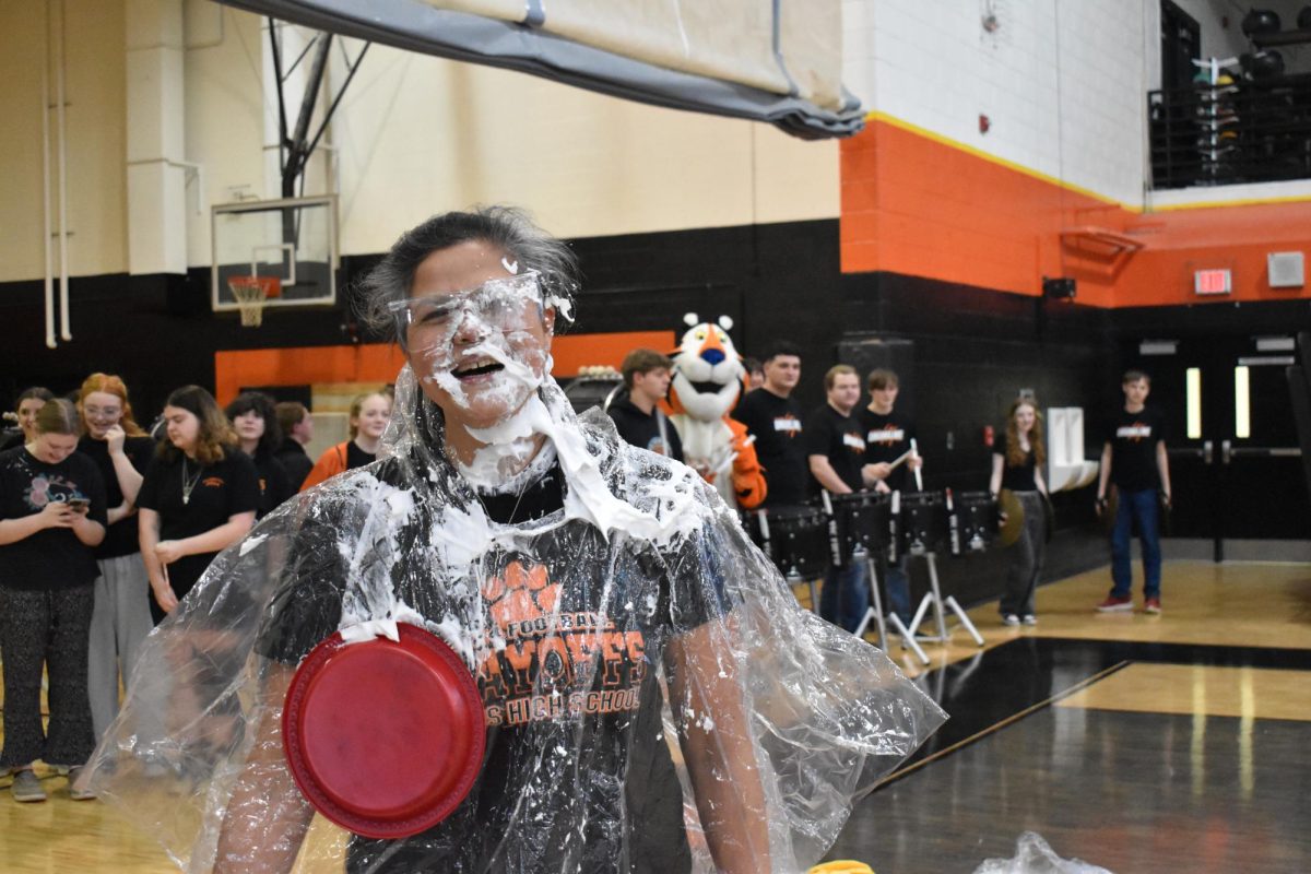 Ms. Brosky after being pied by Ben Gilmore.