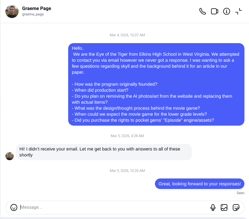 Instagram messages shown in the screenshot document, a private exchange between Graeme Page, capturing the tone and sequence of the conversation as it unfolded.